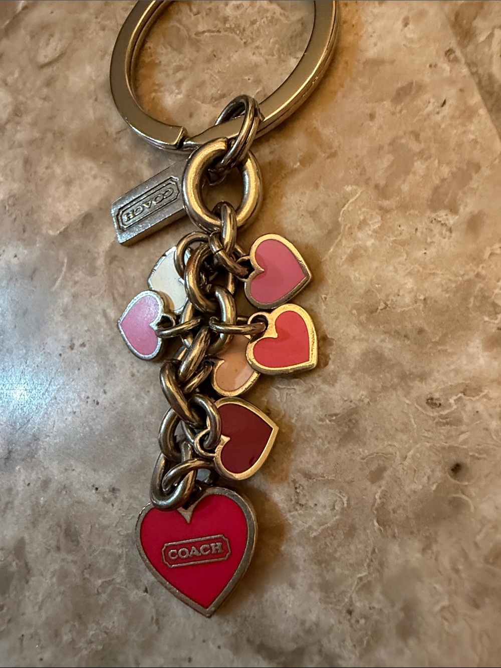 Coach Pink Multi-Heart Charm Key Ring HTF Y2K - Picture 10 of 10